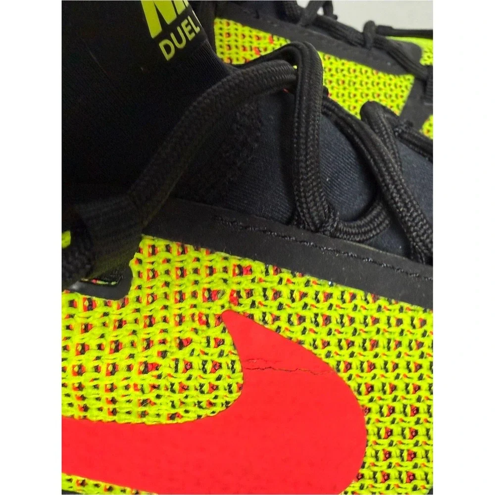 Nike Kids' DualRacer Running Shoes - Neon Yellow with Red Swoosh